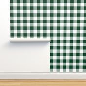 Two Inch Evergreen Green and White Gingham Check