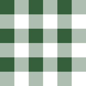 Two Inch Hunter Green and White Gingham Check