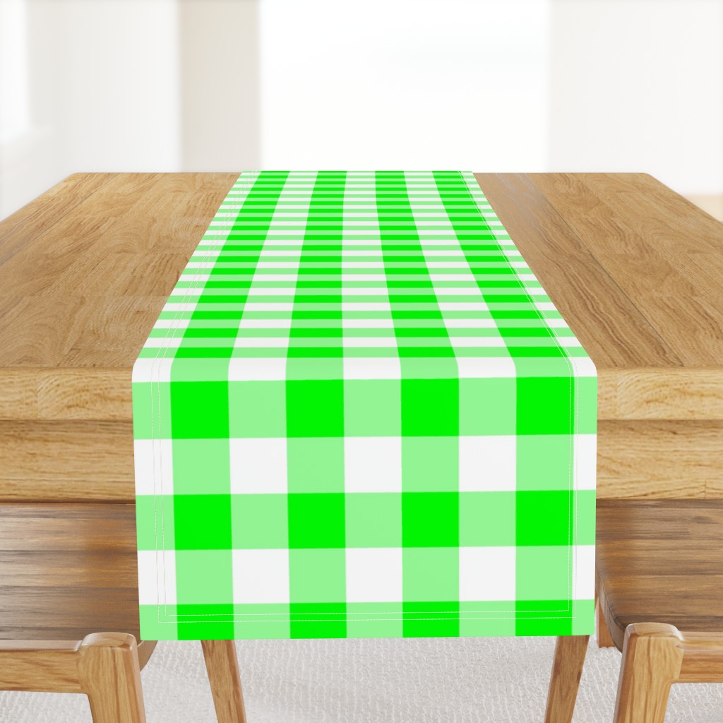 Two Inch Lime Green and White Gingham Check