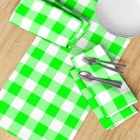 Two Inch Lime Green and White Gingham Check