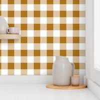 Two Inch Matte Antique Gold and White Gingham Check