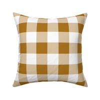 Two Inch Matte Antique Gold and White Gingham Check