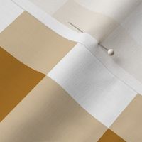 Two Inch Matte Antique Gold and White Gingham Check