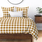 Two Inch Matte Antique Gold and White Gingham Check