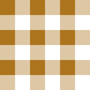 Two Inch Matte Antique Gold and White Gingham Check