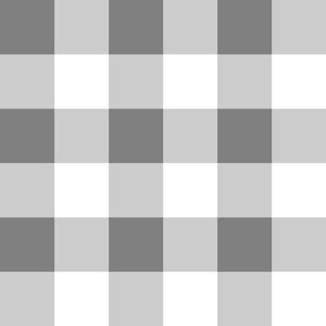 Two Inch Medium Gray and White Gingham Check