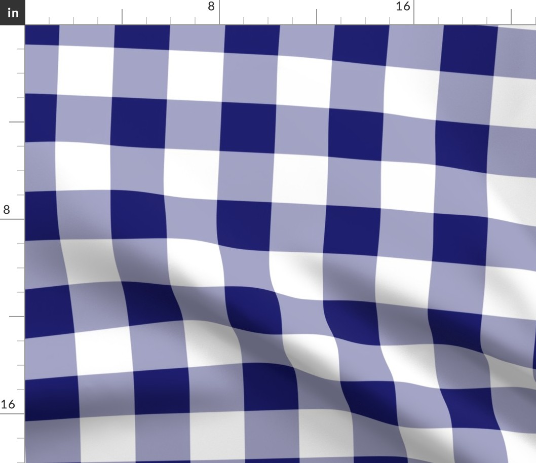 Two Inch Midnight Blue and White Gingham Check