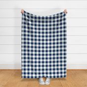 Two Inch Navy Blue and White Gingham Check