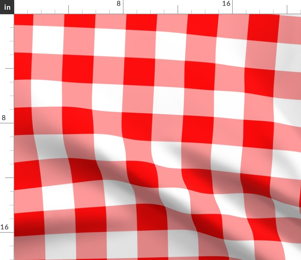 Two Inch Red and White Gingham Check