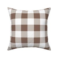 Two Inch Taupe Brown and White Gingham Check