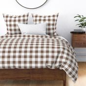 Two Inch Taupe Brown and White Gingham Check