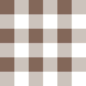 Two Inch Taupe Brown and White Gingham Check