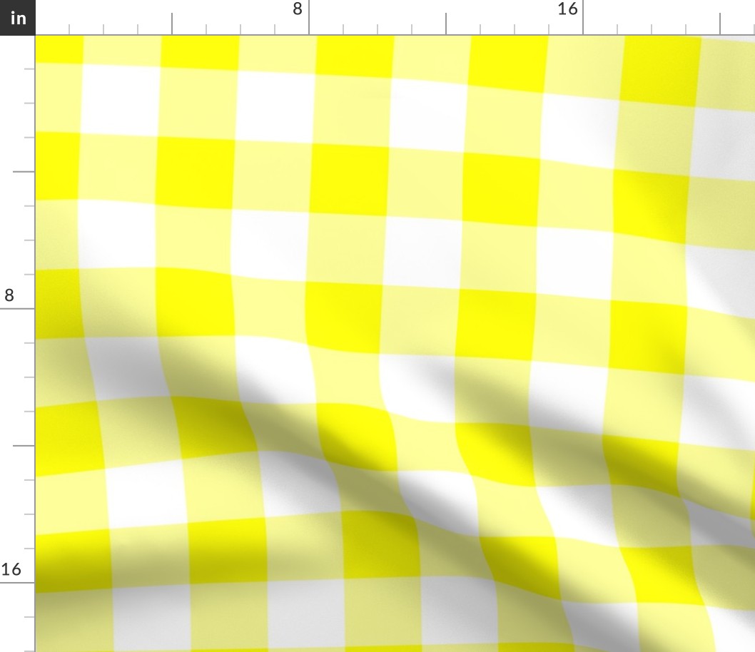 Two Inch Yellow and White Gingham Check