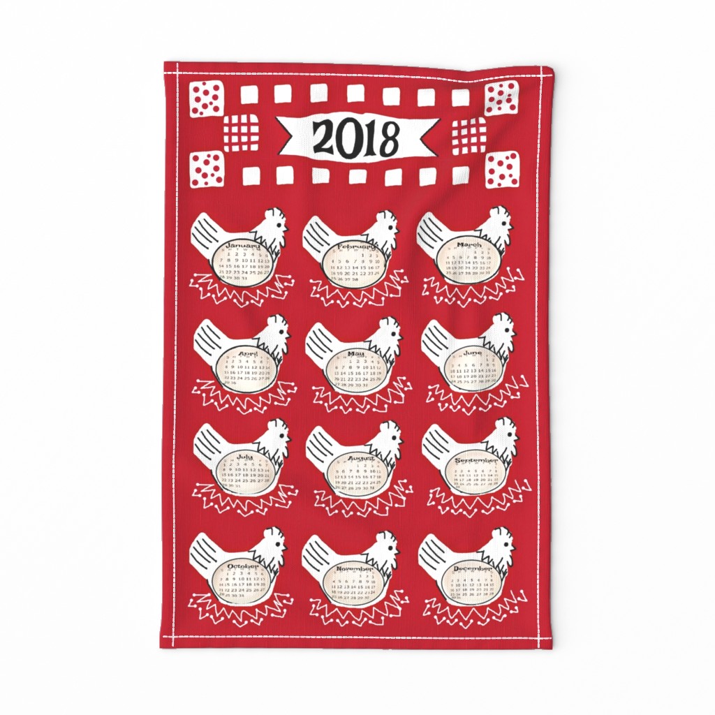 What came first, Sunday or Monday? Chicken & Egg Calander in red