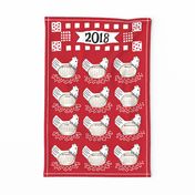 What came first, Sunday or Monday? Chicken & Egg Calander in red