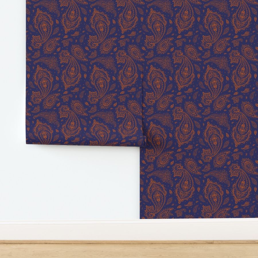 Navy and Orange Paisley