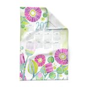 Sweet Watercolor Blooms 2023 Tea Towels-PurpleHappy
