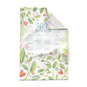 Sweet Watercolor Blooms 2023 Tea Towels-Vines