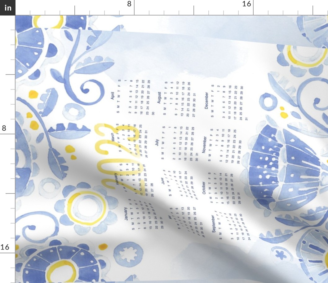 Sweet Watercolor Blooms 2023 Tea Towels _BlueBlooms