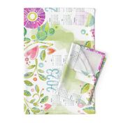 Sweet Watercolor Blooms 2023 Tea Towels group