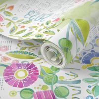 Sweet Watercolor Blooms 2023 Tea Towels group