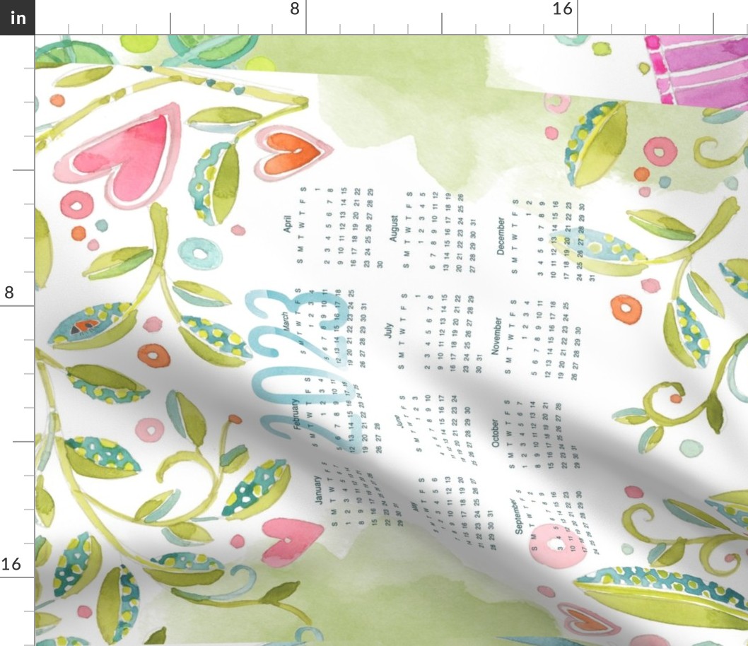 Sweet Watercolor Blooms 2023 Tea Towels group