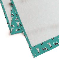 border collie fabric blue merle dog fabric - turquoise