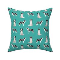 border collie fabric blue merle dog fabric - turquoise