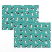 border collie fabric blue merle dog fabric - turquoise