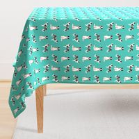 border collie fabric blue merle dog fabric - turquoise