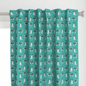 border collie fabric blue merle dog fabric - turquoise