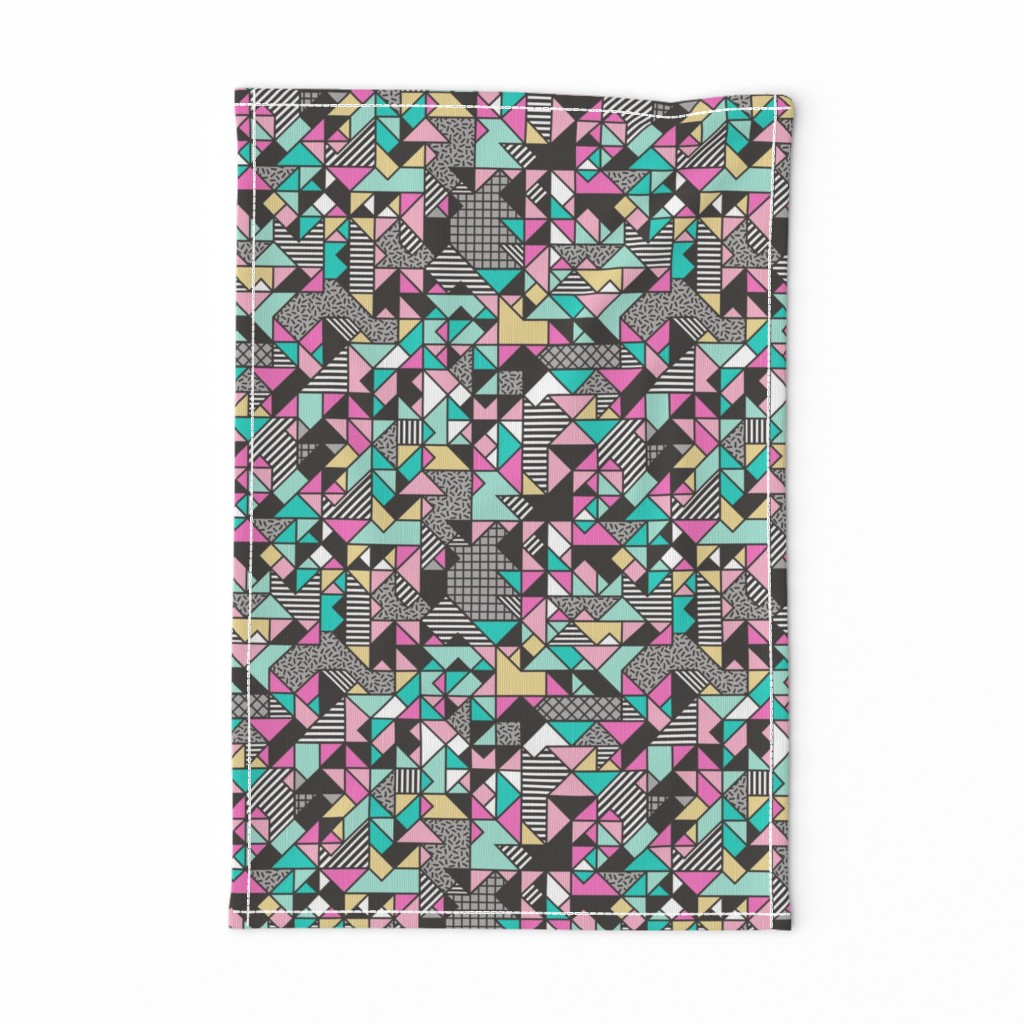 Geometric Shapes and Triangles Pink Yellow Mint Green