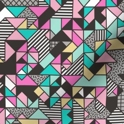 Geometric Shapes and Triangles Pink Yellow Mint Green