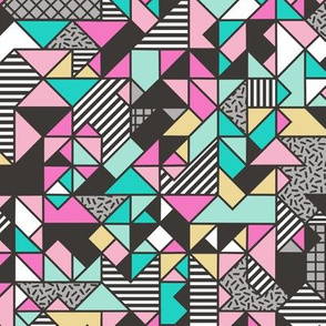 Geometric Shapes and Triangles Pink Yellow Mint Green