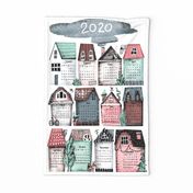 Cozy little town. Tea towel 2020 calendar.