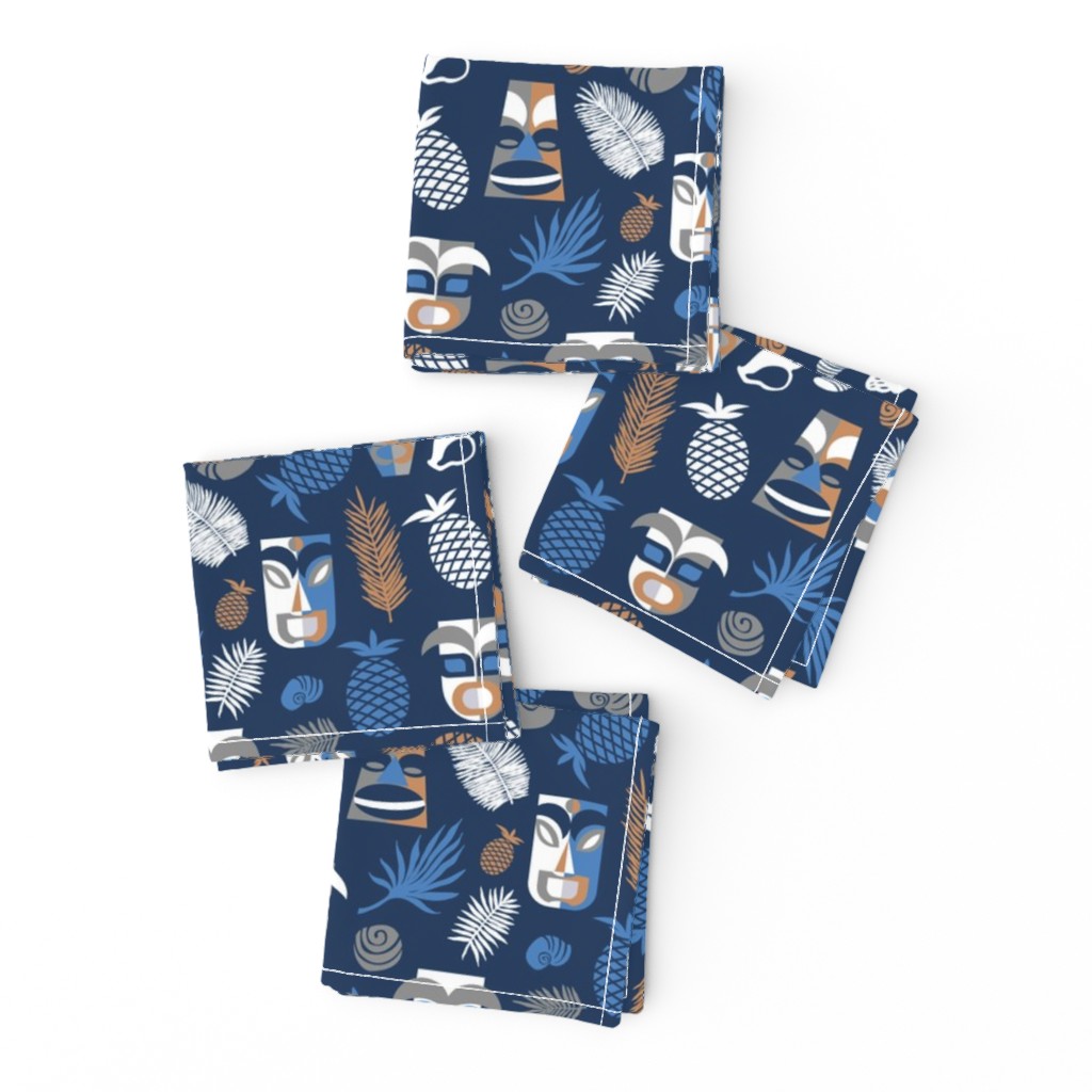 tiki masks on dark blue | small 