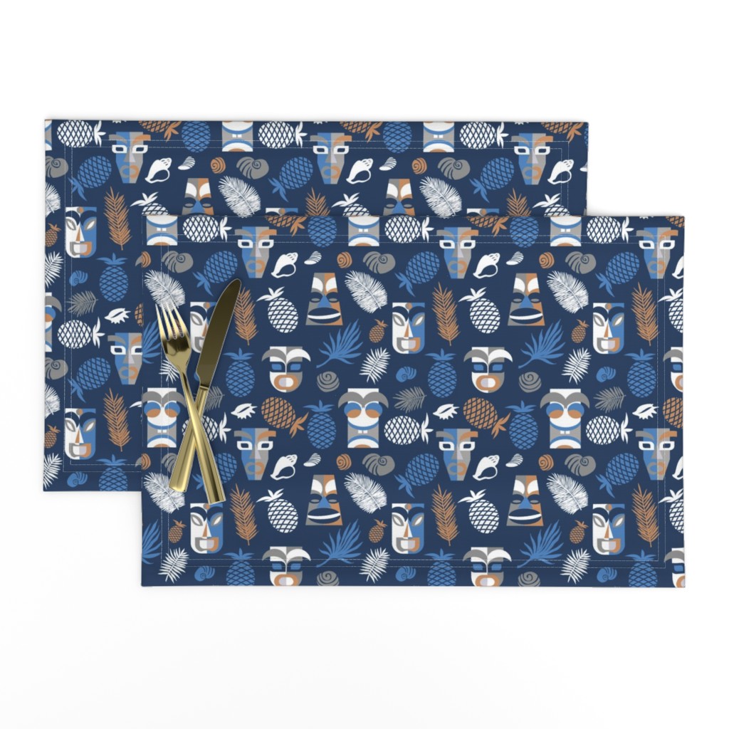 tiki masks on dark blue | small 