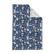 tiki masks on dark blue | small 