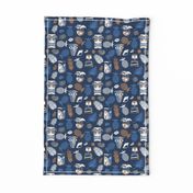 tiki masks on dark blue | small 