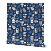 tiki masks on dark blue | small 