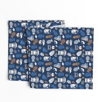 tiki masks on dark blue | small 