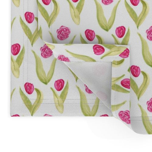 Pink Tulip Green Leaves || Floral Botanical Watercolor Flower Spring Garden _ Miss Chiff Designs 