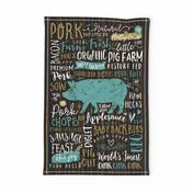 Pig Farm Typography Tea Towel