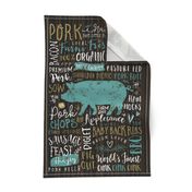 Pig Farm Typography Tea Towel