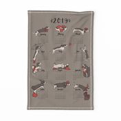 Dachshund year - 2019 Calendar Tea Towel