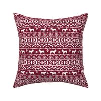 English Bulldog fair isle christmas design fabric bulldogs maroon