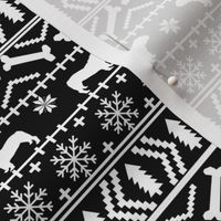 English Bulldog fair isle christmas design fabric bulldogs black and white