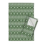 English Bulldog fair isle christmas design fabric bulldogs med green