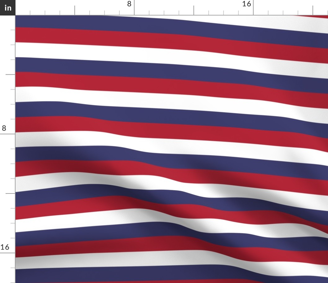 One Inch Red, White, and Blue Horizontal Stripes