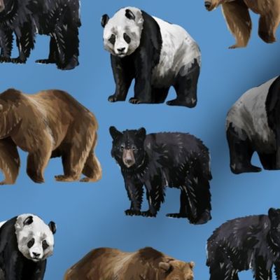 Bears Everywhere - Smaller Scale on Blue